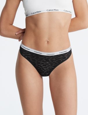 Modern Logo Lace Thong