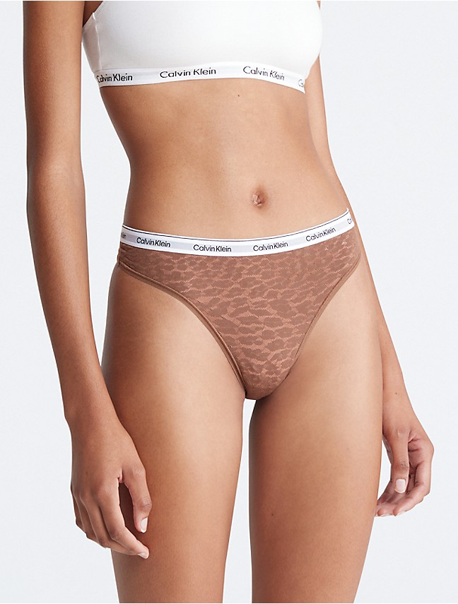 Calvin Klein Reimagined Heritage cotton blend thong in terracotta