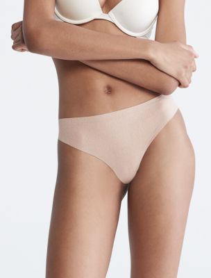 Calvin Klein Women's Invisibles Thong Panty, White, Small