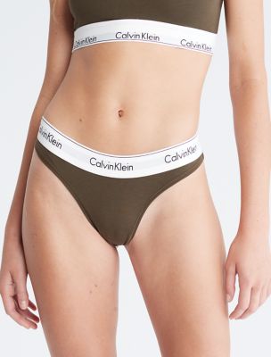 Icon Cotton Modal Thong, Olive