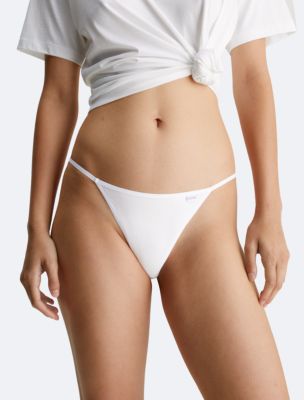 Calvin Klein Pure soft rib V-front string thong in white