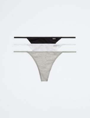Calvin Klein Women's Radiant Logo Cotton 3 Pack Thong Panty, Black/Ashford  Grey/White, Small : : Clothing, Shoes & Accessories