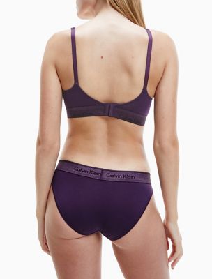 Calvin Klein Modern Cotton Metallic logo lingerie set in purple