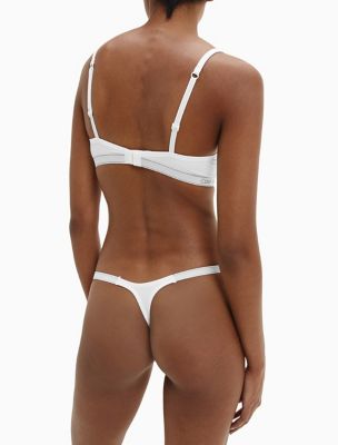 Calvin Klein Pure soft rib v front string thong in black