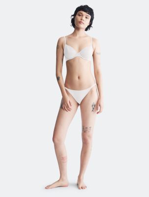 Sheer Marquisette Lightly Lined Demi Bra + High Leg Tanga, 