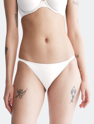 Sheer Marquisette High Leg Tanga, White