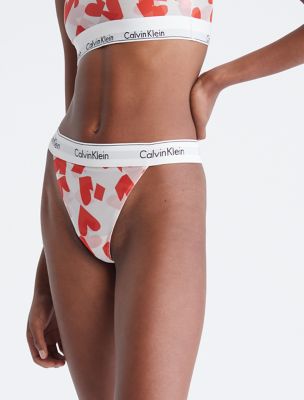  Calvin Klein Women's Modern Cotton String Thong, Remembered  Hearts_Orange Odyssey, Small : Clothing, Shoes & Jewelry