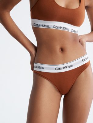 Calvin Klein Modern Cotton thong with red metallic logo detail in