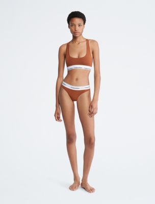 Calvin Klein Naturals Cotton Stretch Flex High Leg Tanga Mudstone MD  (Women's 8-10)