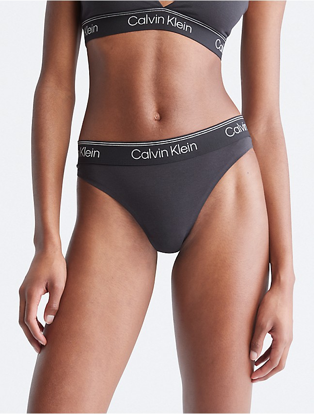 000QD3754E Calvin Klein Body Cotton High Waist Thong - QD3754E Black