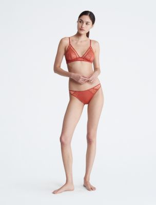 CK Black Graphic Lace Unlined Balconette Bra + Bikini, 