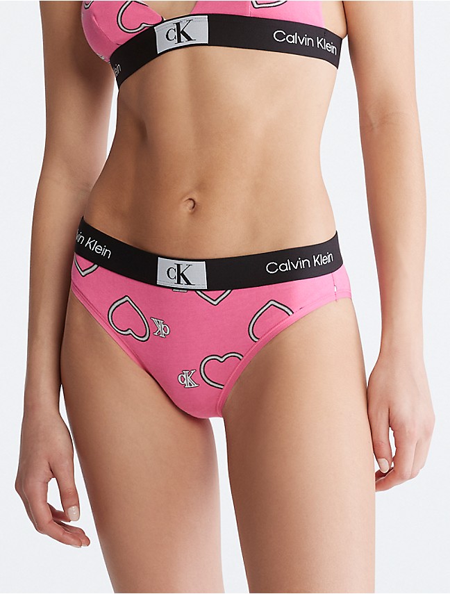 Buy Calvin Klein Logo Printed Square Neck Cotton Bralette In Pink