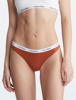 Women Calvin Klein Carousel 3-Pack Thong (White-Orange-Stripes) Panty  Underwear