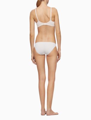 NWT Calvin Klein QD3840 Flirty Lace-Trim Nylon Bikini, Pink / White (670)