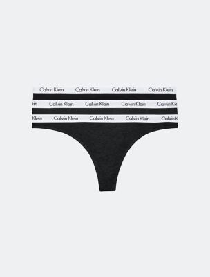 Carousel Logo Cotton 3-Pack Thong, Ck Black