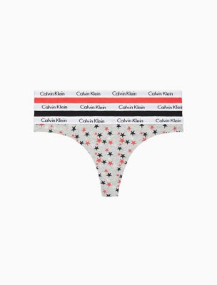 Carousel Logo Cotton 3-Pack Thong, Twinkle/black/red