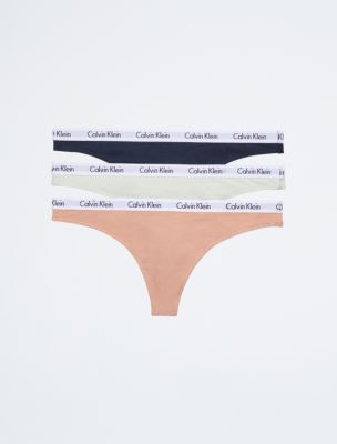 Carousel Logo Cotton 3-Pack Thong, Canary/Stone/Blueberry