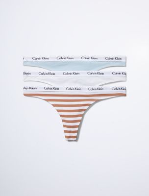 Carousel Logo Cotton 3-Pack Thong | Calvin Klein