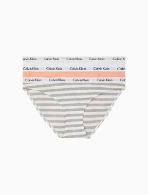 Carousel Logo Cotton 3-Pack Bikini, Mellow Orange/grey/white