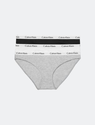 Carousel Logo Cotton 3-Pack Bikini, Grey/White/Black