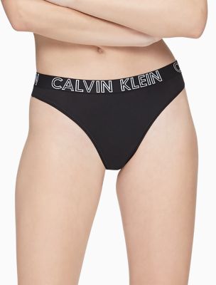 Calvin Klein Underwear Women's Radiant Cotton Thong, White, Large 