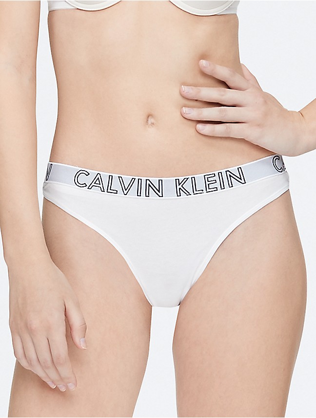 CALVIN KLEIN - Women's thong with logo - White - 0000F3786E100