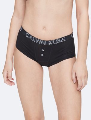 Calvin Klein Women's Pure Ribbed Boyshort Panty, White, X-Small at
