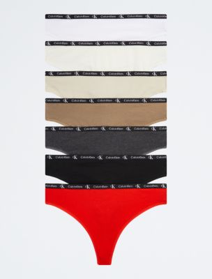 Calvin Klein 1996 Cotton Stretch 7-Pack Modern Thong, Hazard Multi