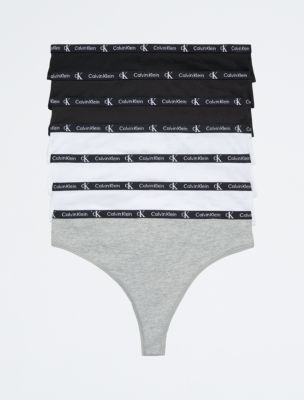  Calvin Klein Women's Carousel Cotton Stretch Thong Panties,  Multipack, Black/Orchid Petal/Reflected Logo_White/Orchid Petal : Clothing,  Shoes & Jewelry