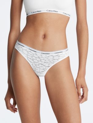 Modern Logo Lace Bikini, White
