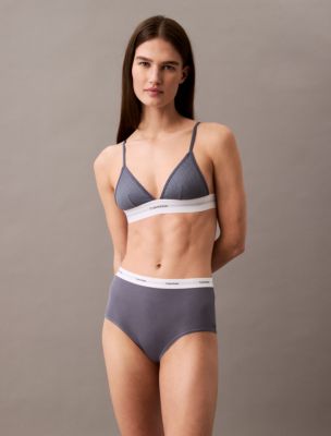 Cotton Modal Stretch Rib Triangle Bralette + High Rise Brief, 