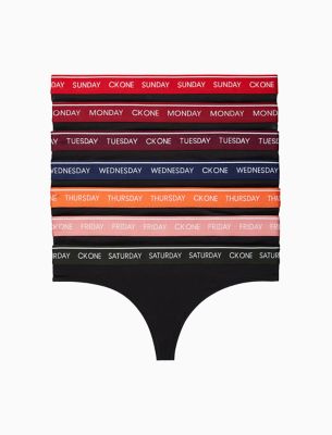 Buy Calvin Klein Women's CK One Days of The Week Thong 7 Pack, Black, S at