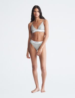 Calvin Klein Underwear Cotton-Blend Unlined Bra and Thong Set