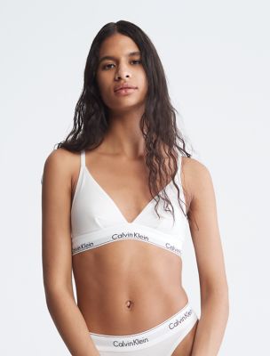 Modern Cotton Unlined Triangle Bralette, White