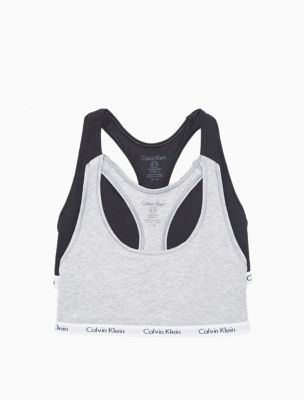Calvin Klein Women's Carousel Logo Bralette, Black/Grey Heather, X
