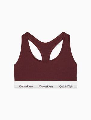 Icon Cotton Modal Unlined Bralette, Maraschino/Mt Blk W/ Grey