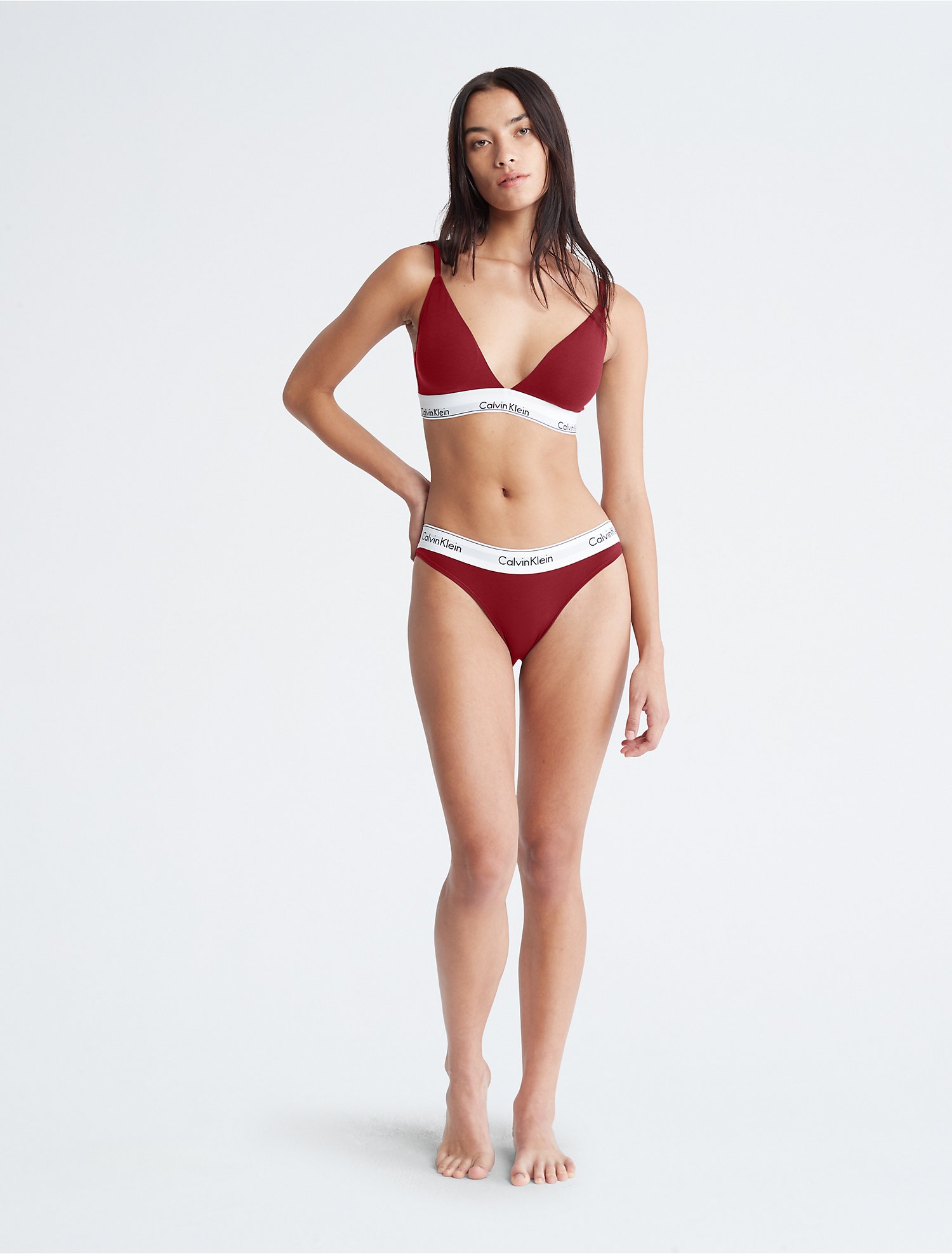 Modern Cotton Lightly Lined Triangle Bralette + Bikini | Calvin Klein