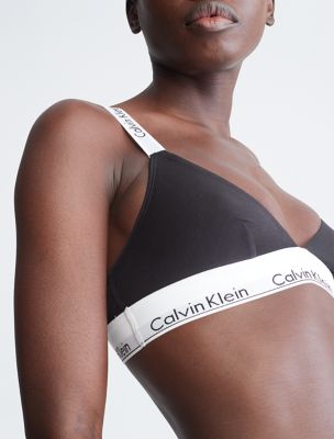 Calvin Klein Modern Cotton branded strap unlined triangle bralette in grey