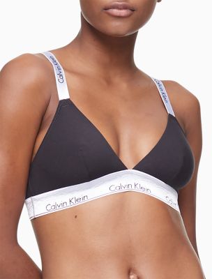 Modern Cotton Unlined Convertible Metallic Bralette, Black/silver