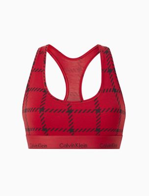 Calvin Klein Women's Plaid Cotton Bralette & Thong Set