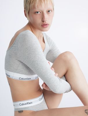 Buy Calvin Klein Logo Detail Long Sleeves Bralette In Black