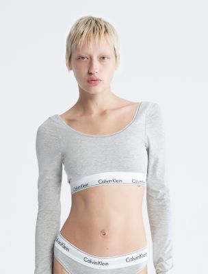 Calvin Klein Modern Cotton Lightly Lined Bralette, Grey Heather - Bras