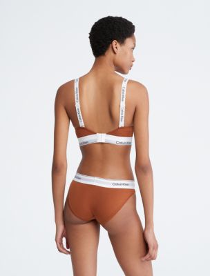 Buy Calvin Klein women plain lightly padded wireless bra beige Online