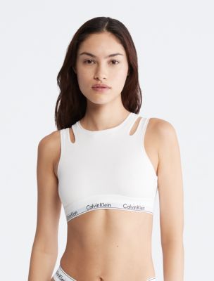 Icon Cotton Modal Deconstructed Unlined Bralette, White