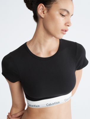 Calvin Klein Stretch-cotton And Modal-blend T-shirt Bralette in Gray