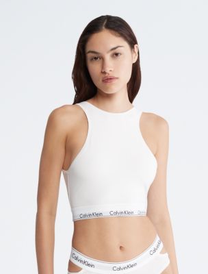 Icon Cotton Modal Unlined Longline Bralette, White