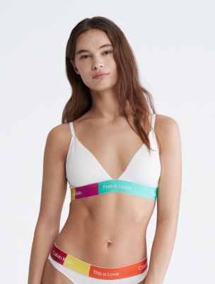Pride This Is Love Colorblock Lightly Lined Triangle Bralette, White