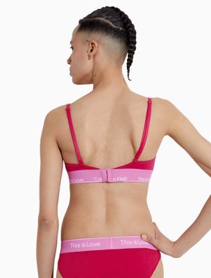 Calvin Klein Women's Tonal Logo Unlined Triangle Bra, Pink Mango