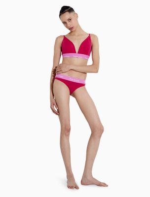 Calvin Klein Women's Tonal Logo Unlined Triangle Bra, Pink Mango, X-Small :  : Clothing, Shoes & Accessories