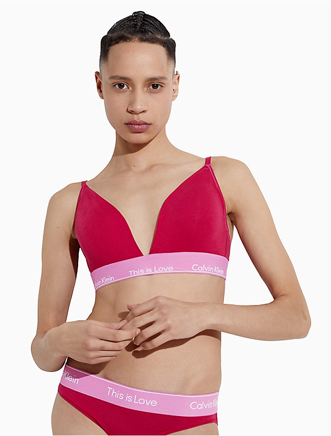 Calvin Klein Women's Form Unlined Triangle Bra, Blaze Orange, S at   Women's Clothing store